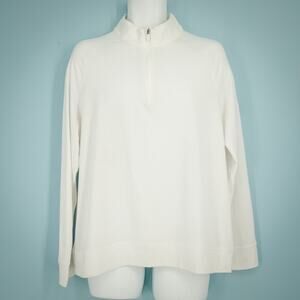G/Fore Size Large L White Luxe Mid Layer 1/4 Zip Long Sleeve Knit Pullover Shirt